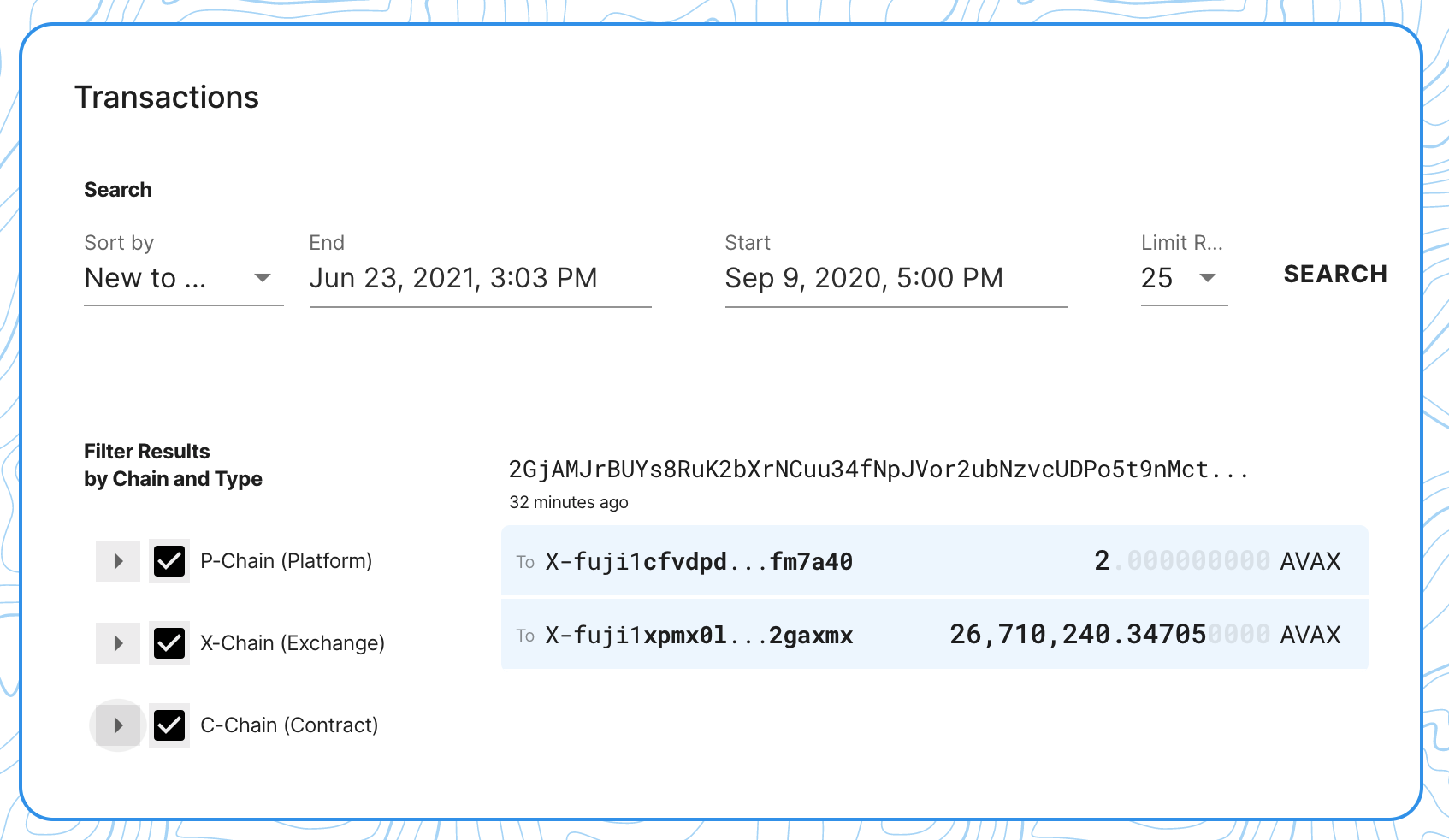 1st derived address transactions