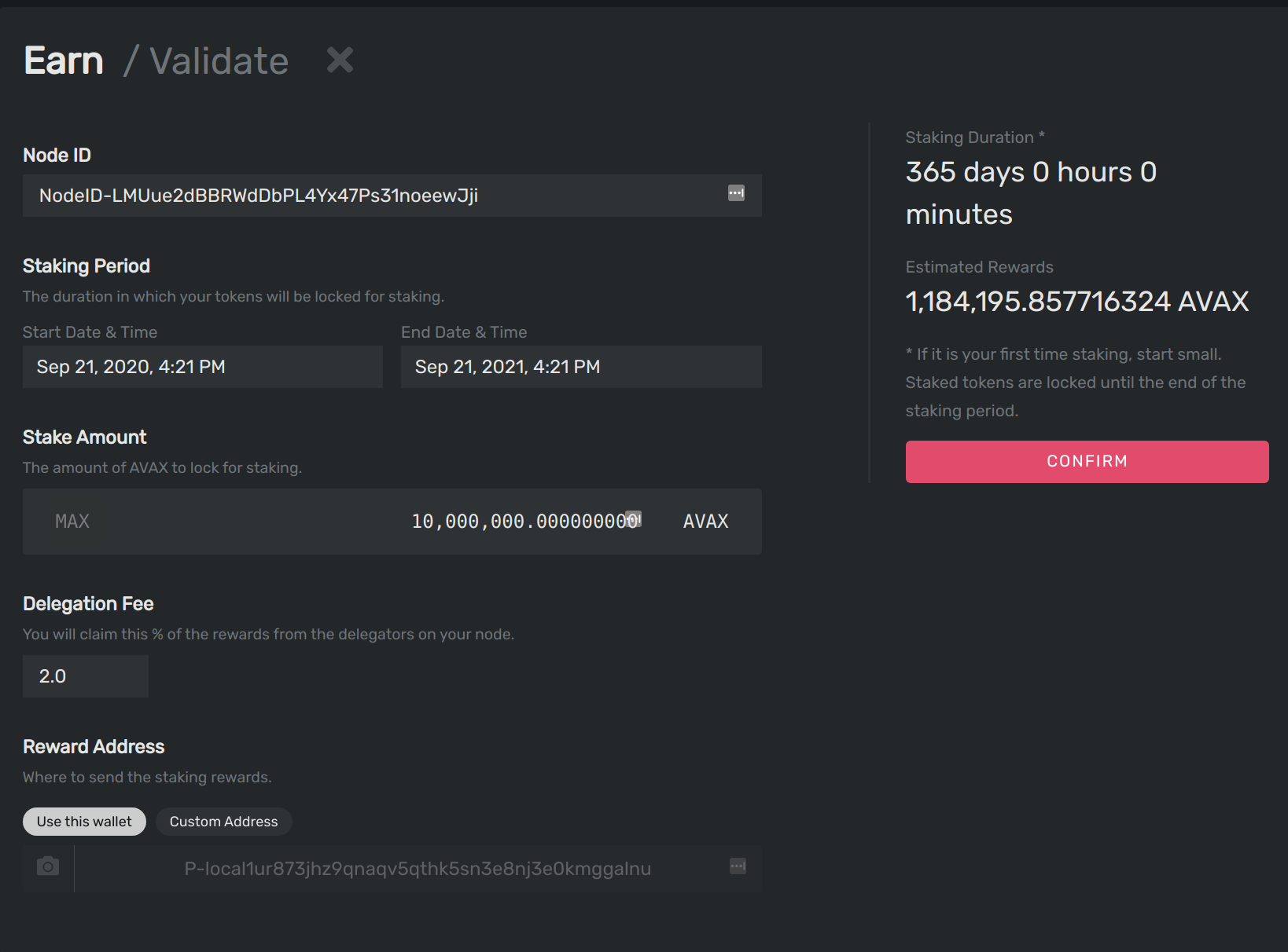 Earn validate