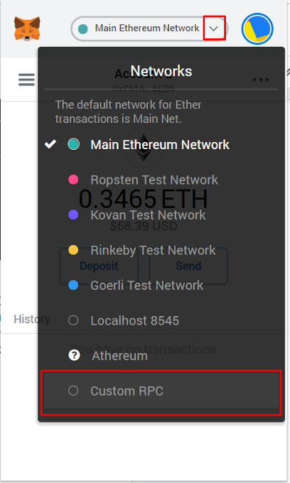 metamask network dropdown