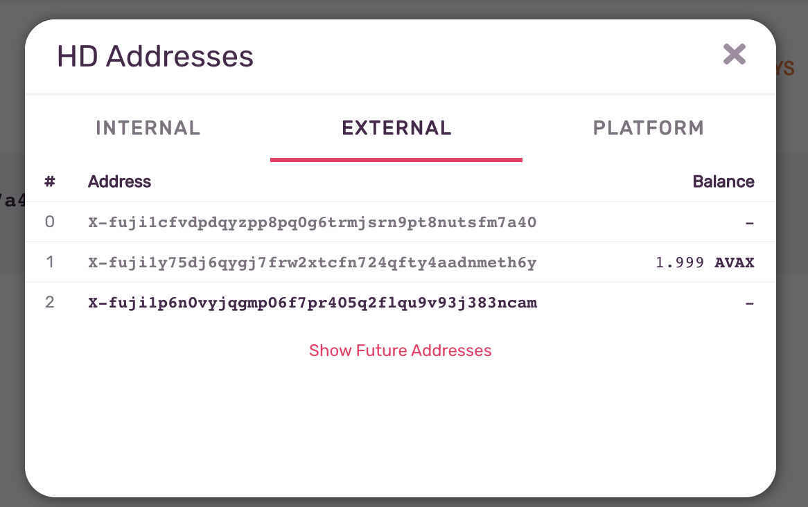 Wallet derived addresses